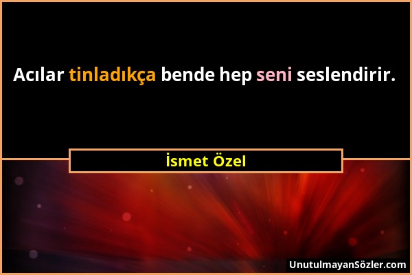 İsmet Özel - Acılar tinladıkça bende hep seni seslendirir....