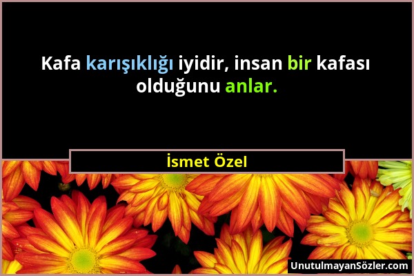 İsmet Özel - Kafa karışıklığı iyidir, insan bir kafası olduğunu anlar....