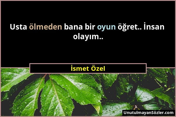 İsmet Özel - Usta ölmeden bana bir oyun öğret.. İnsan olayım.....