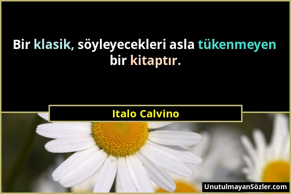 Italo Calvino - Bir klasik, söyleyecekleri asla tükenmeyen bir kitaptır....