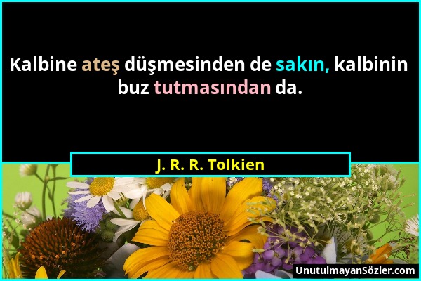 J. R. R. Tolkien - Kalbine ateş düşmesinden de sakın, kalbinin buz tutmasından da....