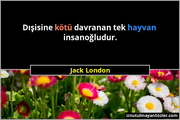 Jack London - Dışisine kötü davranan tek hayvan insanoğludur....