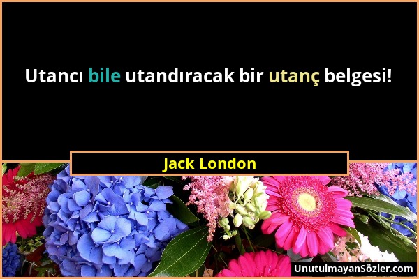 Jack London - Utancı bile utandıracak bir utanç belgesi!...