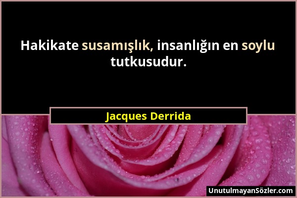 Jacques Derrida - Hakikate susamışlık, insanlığın en soylu tutkusudur....