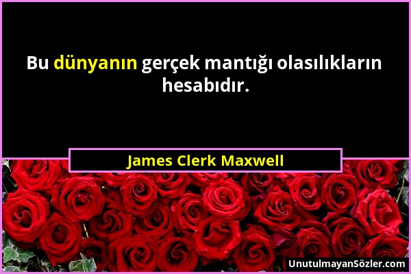 James Clerk Maxwell - Bu dünyanın gerçek mantığı olasılıkların hesabıdır....