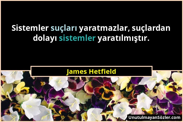 James Hetfield - Sistemler suçları yaratmazlar, suçlardan dolayı sistemler yaratılmıştır....