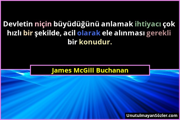 James McGill Buchanan - Devletin niçin büyüdüğünü anlamak ihtiyacı çok hızlı bir şekilde, acil olarak ele alınması gerekli bir konudur....