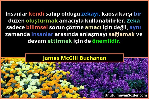 James McGill Buchanan - İnsanlar kendi sahip olduğu zekayı, kaosa karşı bir düzen oluşturmak amacıyla kullanabilirler. Zeka sadece bilimsel sorun çözm...