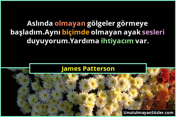 James Patterson - Aslında olmayan gölgeler görmeye başladım.Aynı biçimde olmayan ayak sesleri duyuyorum.Yardıma ihtiyacım var....