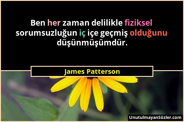 James Patterson - Ben her zaman delilikle fiziksel sorumsuzluğun iç içe geçmiş olduğunu düşünmüşümdür....