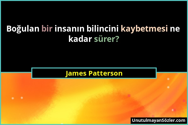James Patterson - Boğulan bir insanın bilincini kaybetmesi ne kadar sürer?...