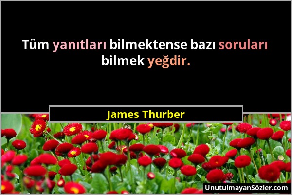 James Thurber - Tüm yanıtları bilmektense bazı soruları bilmek yeğdir....