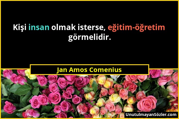 Jan Amos Comenius - Kişi insan olmak isterse, eğitim-öğretim görmelidir....