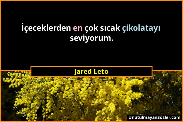 Jared Leto - İçeceklerden en çok sıcak çikolatayı seviyorum....