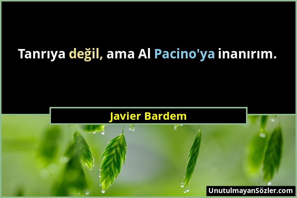 Javier Bardem - Tanrıya değil, ama Al Pacino'ya inanırım....