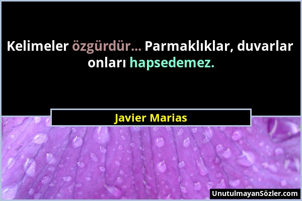 Javier Marias - Kelimeler özgürdür... Parmaklıklar, duvarlar onları hapsedemez....