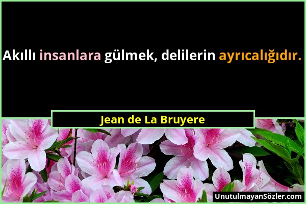 Jean de La Bruyere - Akıllı insanlara gülmek, delilerin ayrıcalığıdır....