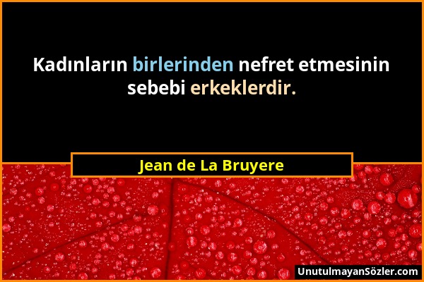 Jean de La Bruyere - Kadınların birlerinden nefret etmesinin sebebi erkeklerdir....