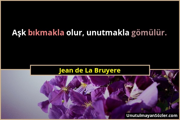 Jean de La Bruyere - Aşk bıkmakla olur, unutmakla gömülür....