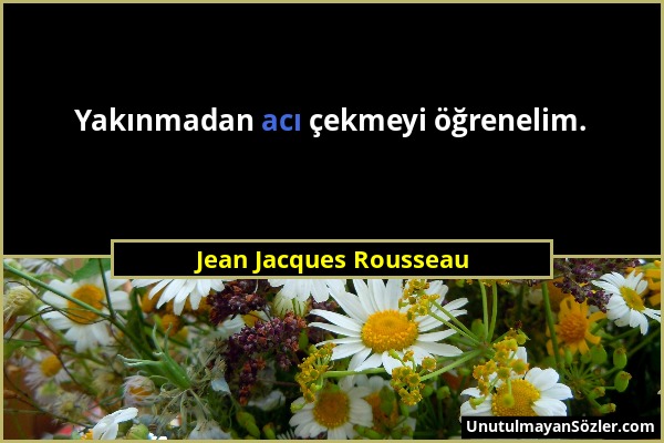 Jean Jacques Rousseau - Yakınmadan acı çekmeyi öğrenelim....