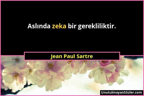 Jean Paul Sartre - Aslında zeka bir gerekliliktir....