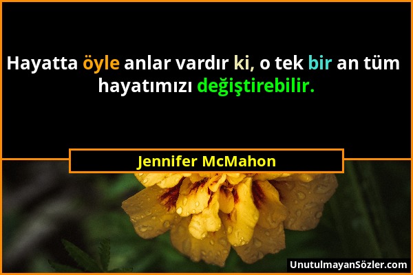 Jennifer McMahon - Hayatta öyle anlar vardır ki, o tek bir an tüm hayatımızı değiştirebilir....