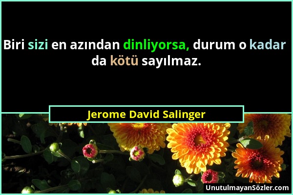 Jerome David Salinger - Biri sizi en azından dinliyorsa, durum o kadar da kötü sayılmaz....