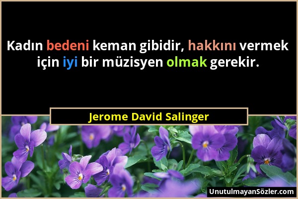 Jerome David Salinger - Kadın bedeni keman gibidir, hakkını vermek için iyi bir müzisyen olmak gerekir....
