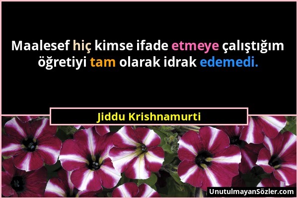 Jiddu Krishnamurti - Maalesef hiç kimse ifade etmeye çalıştığım öğretiyi tam olarak idrak edemedi....