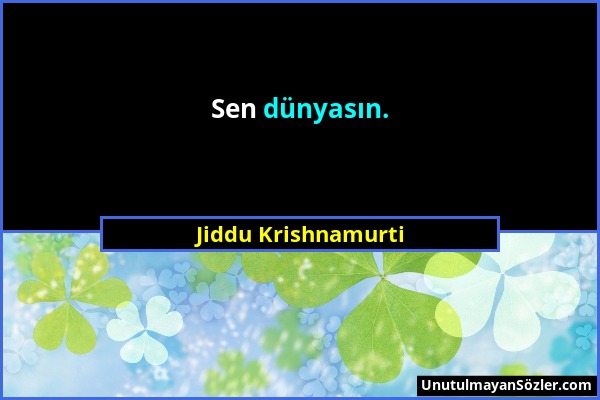 Jiddu Krishnamurti - Sen dünyasın....