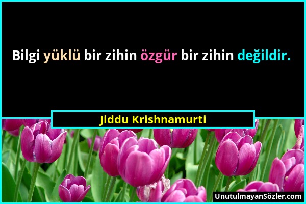 Jiddu Krishnamurti - Bilgi yüklü bir zihin özgür bir zihin değildir....