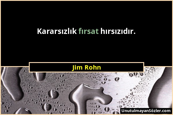 Jim Rohn - Kararsızlık fırsat hırsızıdır....