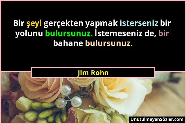 Jim Rohn - Bir şeyi gerçekten yapmak isterseniz bir yolunu bulursunuz. İstemeseniz de, bir bahane bulursunuz....