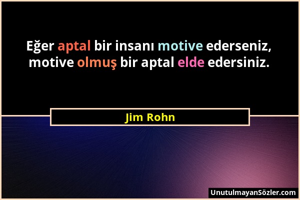 Jim Rohn - Eğer aptal bir insanı motive ederseniz, motive olmuş bir aptal elde edersiniz....
