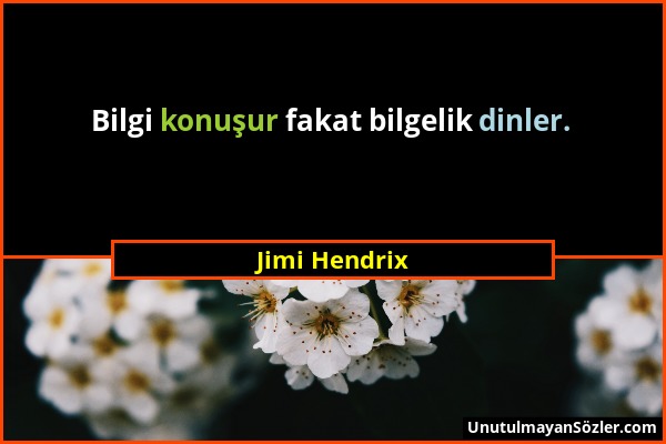 Jimi Hendrix - Bilgi konuşur fakat bilgelik dinler....