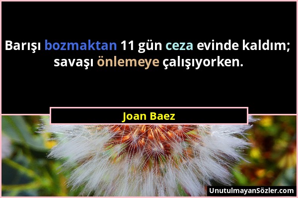 Joan Baez - Barışı bozmaktan 11 gün ceza evinde kaldım; savaşı önlemeye çalışıyorken....