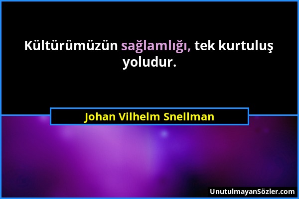 Johan Vilhelm Snellman - Kültürümüzün sağlamlığı, tek kurtuluş yoludur....