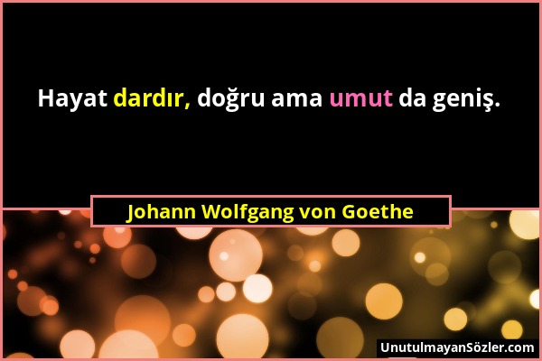 Johann Wolfgang von Goethe - Hayat dardır, doğru ama umut da geniş....