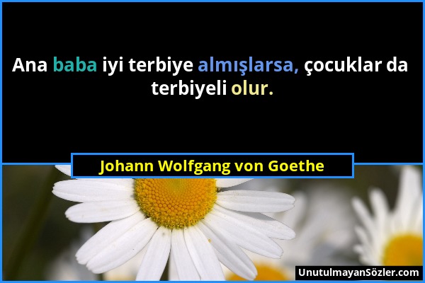 Johann Wolfgang von Goethe - Ana baba iyi terbiye almışlarsa, çocuklar da terbiyeli olur....
