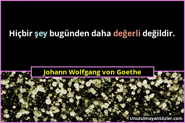 Johann Wolfgang von Goethe - Hiçbir şey bugünden daha değerli değildir....