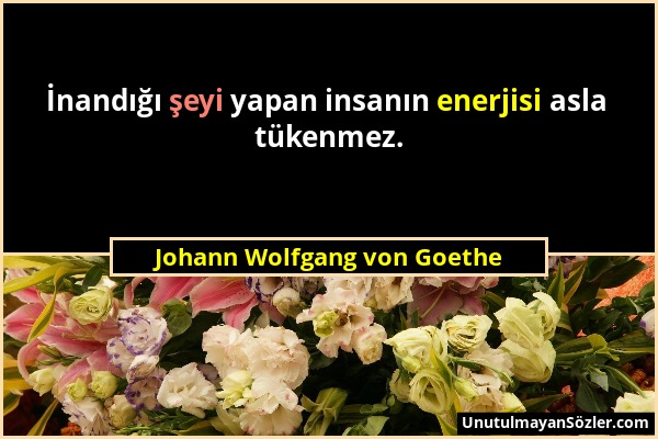 Johann Wolfgang von Goethe - İnandığı şeyi yapan insanın enerjisi asla tükenmez....