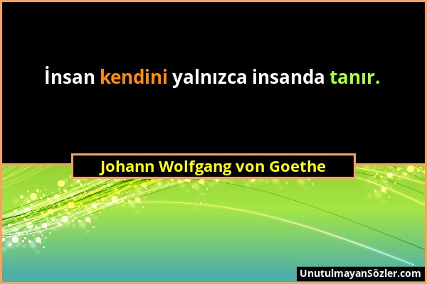 Johann Wolfgang von Goethe - İnsan kendini yalnızca insanda tanır....