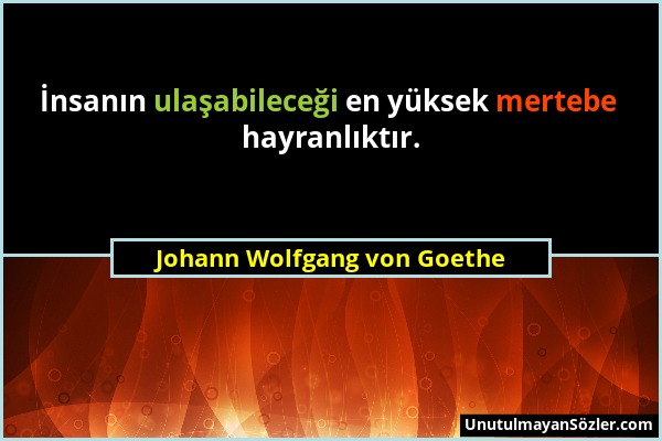 Johann Wolfgang von Goethe - İnsanın ulaşabileceği en yüksek mertebe hayranlıktır....