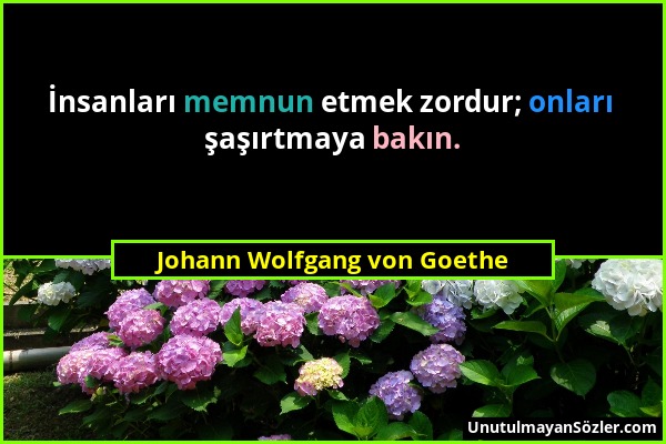 Johann Wolfgang von Goethe - İnsanları memnun etmek zordur; onları şaşırtmaya bakın....