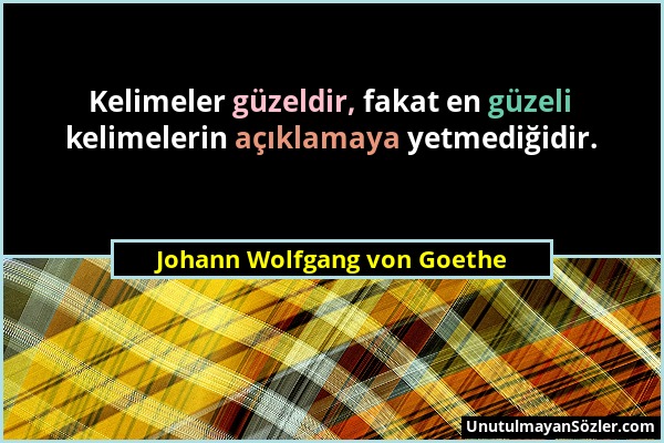 Johann Wolfgang von Goethe - Kelimeler güzeldir, fakat en güzeli kelimelerin açıklamaya yetmediğidir....