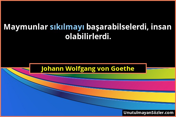 Johann Wolfgang von Goethe - Maymunlar sıkılmayı başarabilselerdi, insan olabilirlerdi....