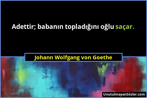 Johann Wolfgang von Goethe - Adettir; babanın topladığını oğlu saçar....