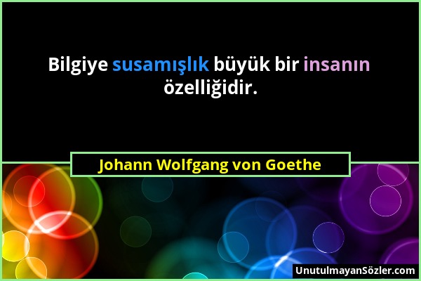Johann Wolfgang von Goethe - Bilgiye susamışlık büyük bir insanın özelliğidir....