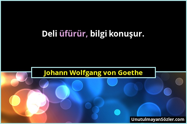 Johann Wolfgang von Goethe - Deli üfürür, bilgi konuşur....