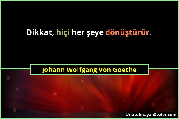 Johann Wolfgang von Goethe - Dikkat, hiçi her şeye dönüştürür....